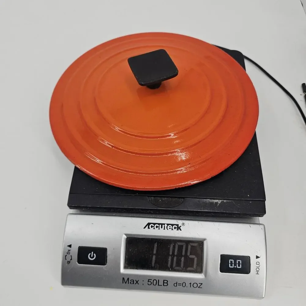 Vintage Le Creuset Flame Orange Volcanique Cast Iron LID ONLY phenolic knob B 9